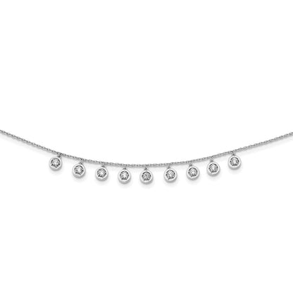 Sterlingsilber Schimmernd Rhodiniert 18 Zoll 11 Stein Station Zirkonia Halskette