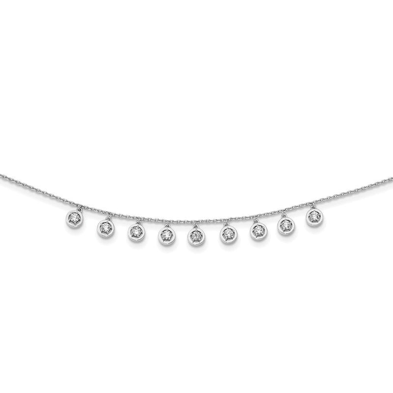 Sterlingsilber Schimmernd Rhodiniert 18 Zoll 11 Stein Station Zirkonia Halskette