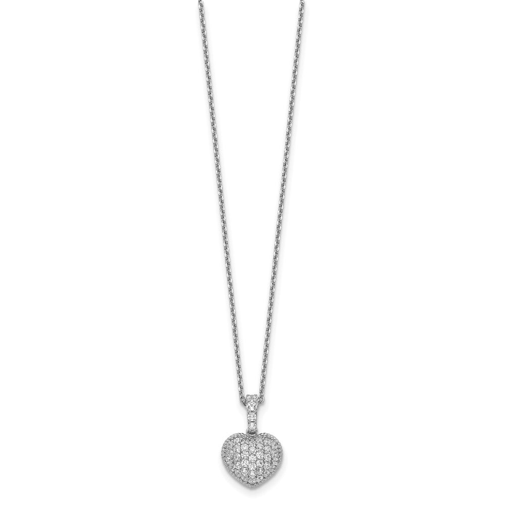 Sterlingsilber Schimmernd Rhodiniert 16 Zoll 40 Stein Herz Zirkonia Halskette mit 2 Verlängerung