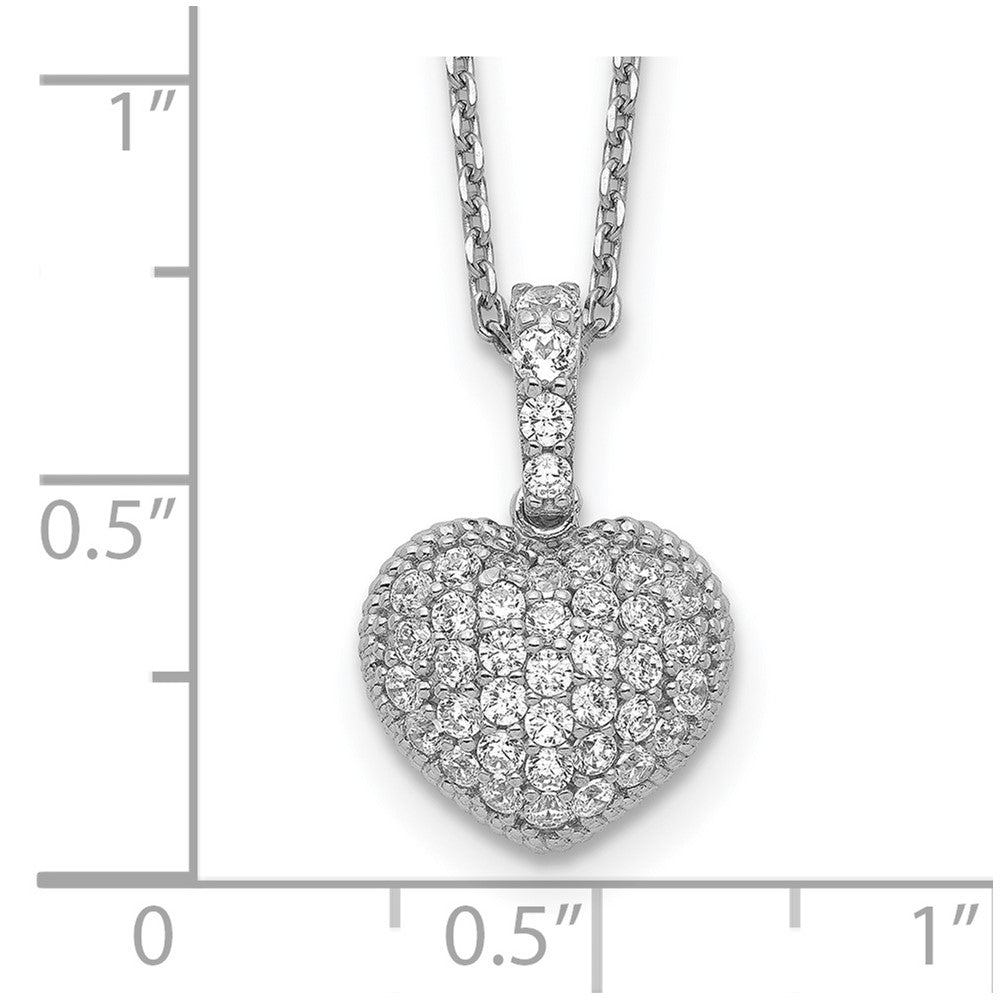Sterlingsilber Schimmernd Rhodiniert 16 Zoll 40 Stein Herz Zirkonia Halskette mit 2 Verlängerung