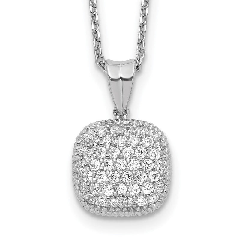 Sterlingsilber Schimmernd Rhodiniert 16 Zoll 49 Stein Quadratisch Zirkonia Halskette mit 2 Verlängerung