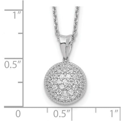 Sterlingsilber Schimmernd Rhodiniert 18 Zoll 41 Stein Zirkonia Rund Halskette