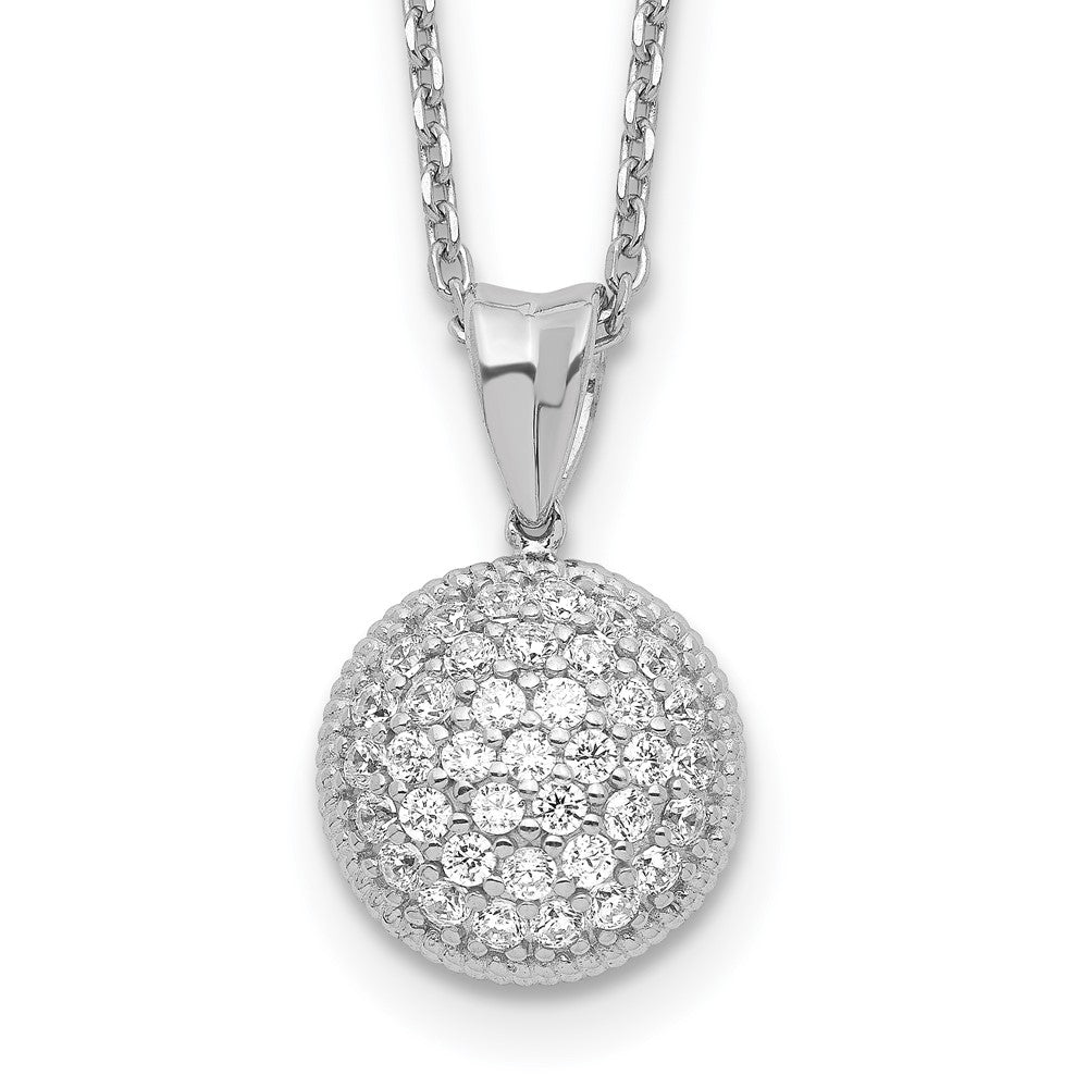 Sterlingsilber Schimmernd Rhodiniert 18 Zoll 41 Stein Zirkonia Rund Halskette