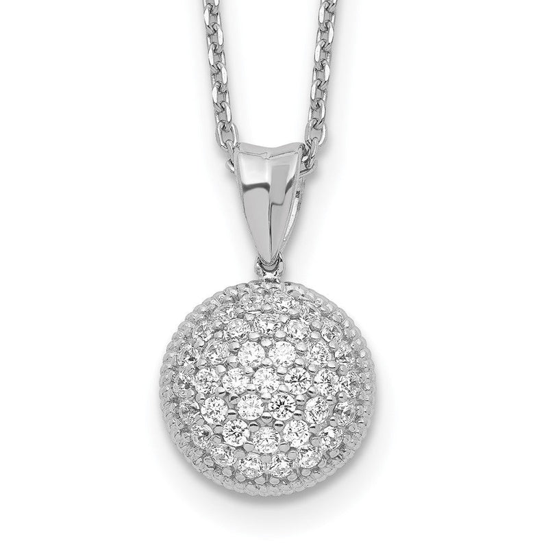 Sterlingsilber Schimmernd Rhodiniert 18 Zoll 41 Stein Zirkonia Rund Halskette