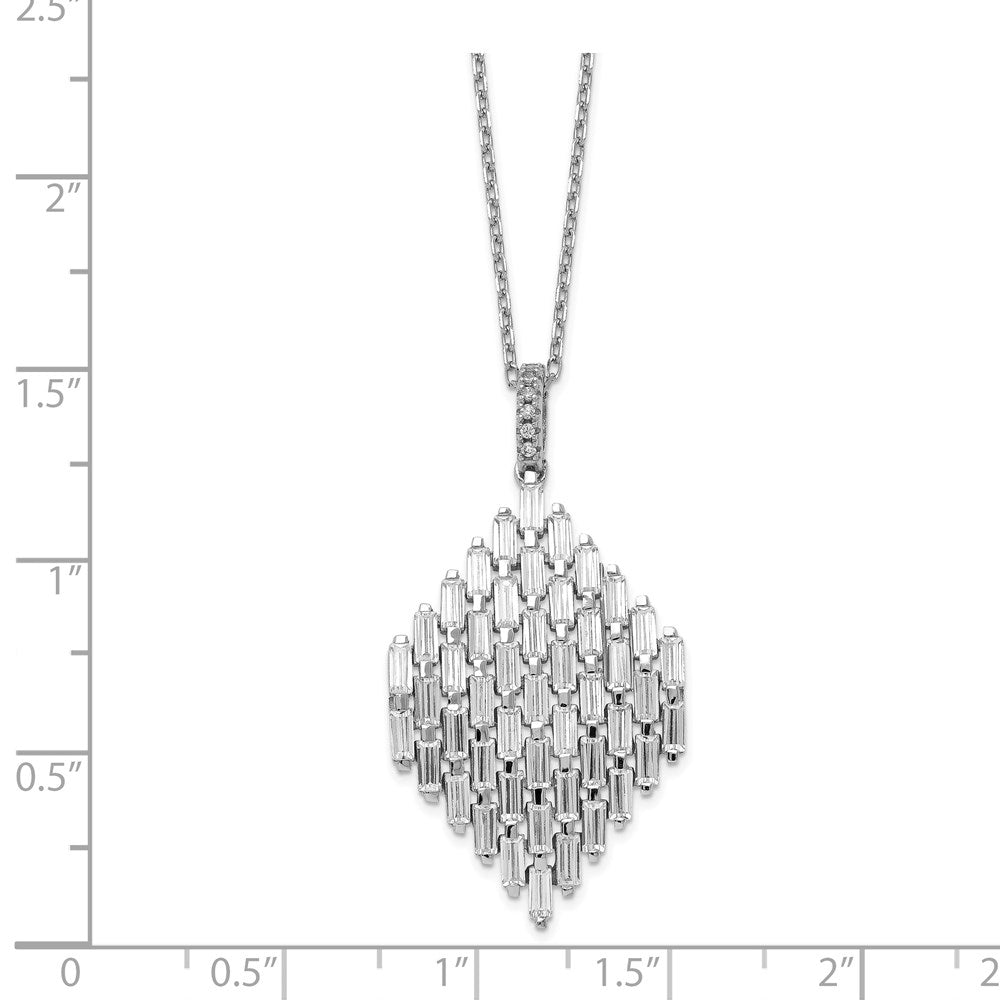 Sterlingsilber Schimmernd Rhodiniert 16 Zoll 53 Stein Zirkonia Cluster Halskette mit 2 Verlängerung