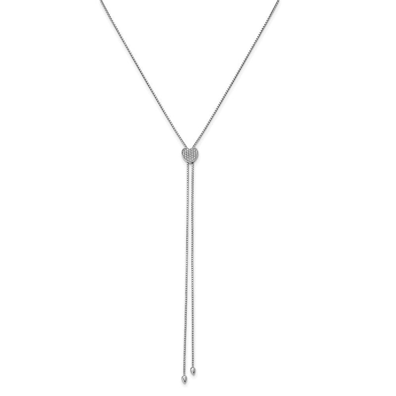Sterlingsilber Schimmernd Rhodiniert 26 Zoll Verstellbar 27 Stein Zirkonia Lariat Halskette