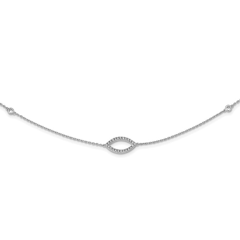 Sterlingsilber Schimmernd Rhodiniert 18 Zoll 76 Stein 7 Station Zirkonia Halskette