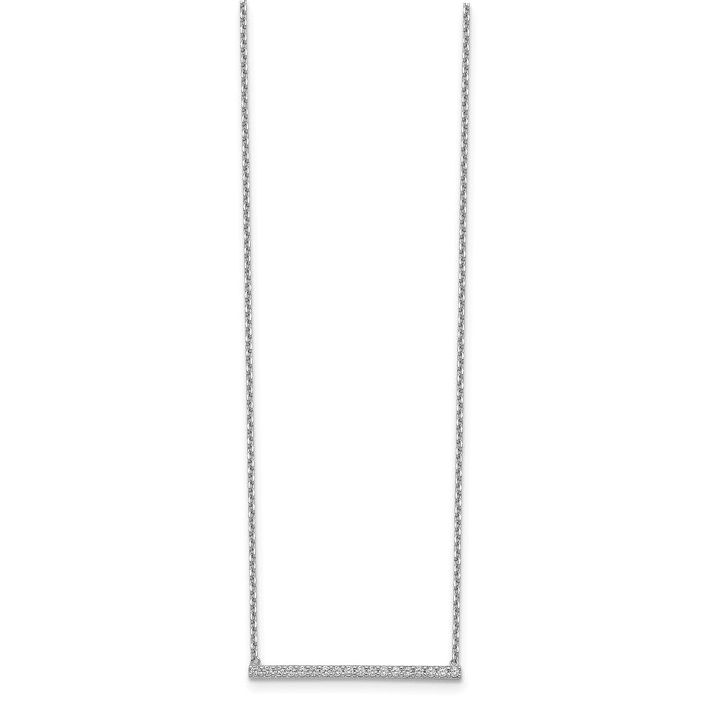 Sterlingsilber Schimmernd Rhodiniert 16.25 Zoll 19 Stein Zirkonia Stab Verstellbar To 18 Choker Halskette