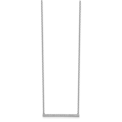 Sterlingsilber Schimmernd Rhodiniert 16.25 Zoll 19 Stein Zirkonia Stab Verstellbar To 18 Choker Halskette