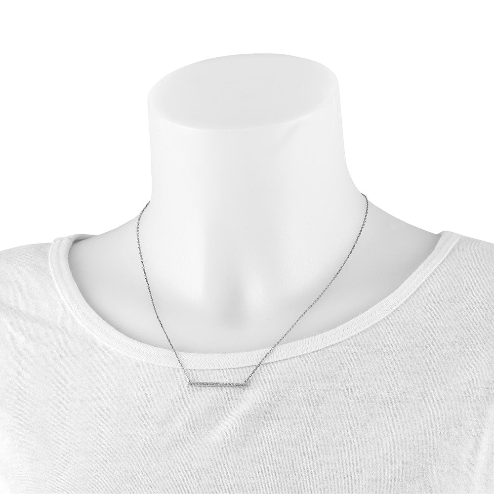Sterlingsilber Schimmernd Rhodiniert 16.25 Zoll 19 Stein Zirkonia Stab Verstellbar To 18 Choker Halskette