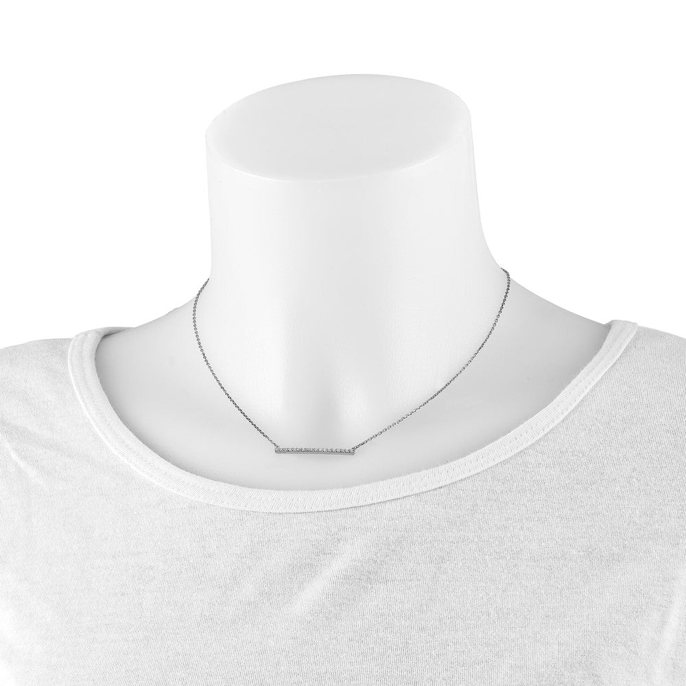 Sterlingsilber Schimmernd Rhodiniert 16.25 Zoll 19 Stein Zirkonia Stab Verstellbar To 18 Choker Halskette