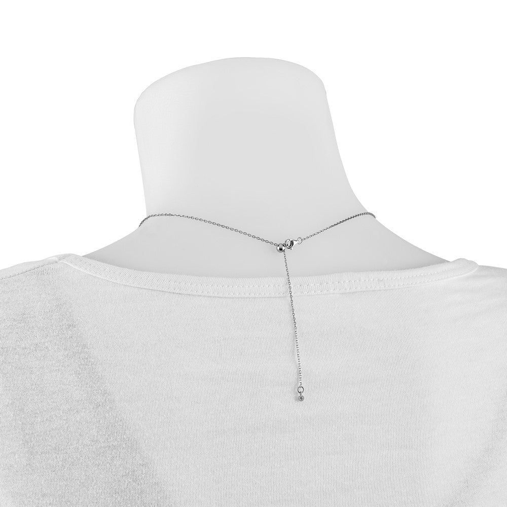 Sterlingsilber Schimmernd Rhodiniert 16.25 Zoll 19 Stein Zirkonia Stab Verstellbar To 18 Choker Halskette