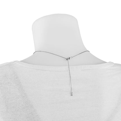Sterlingsilber Schimmernd Rhodiniert 16.25 Zoll 19 Stein Zirkonia Stab Verstellbar To 18 Choker Halskette