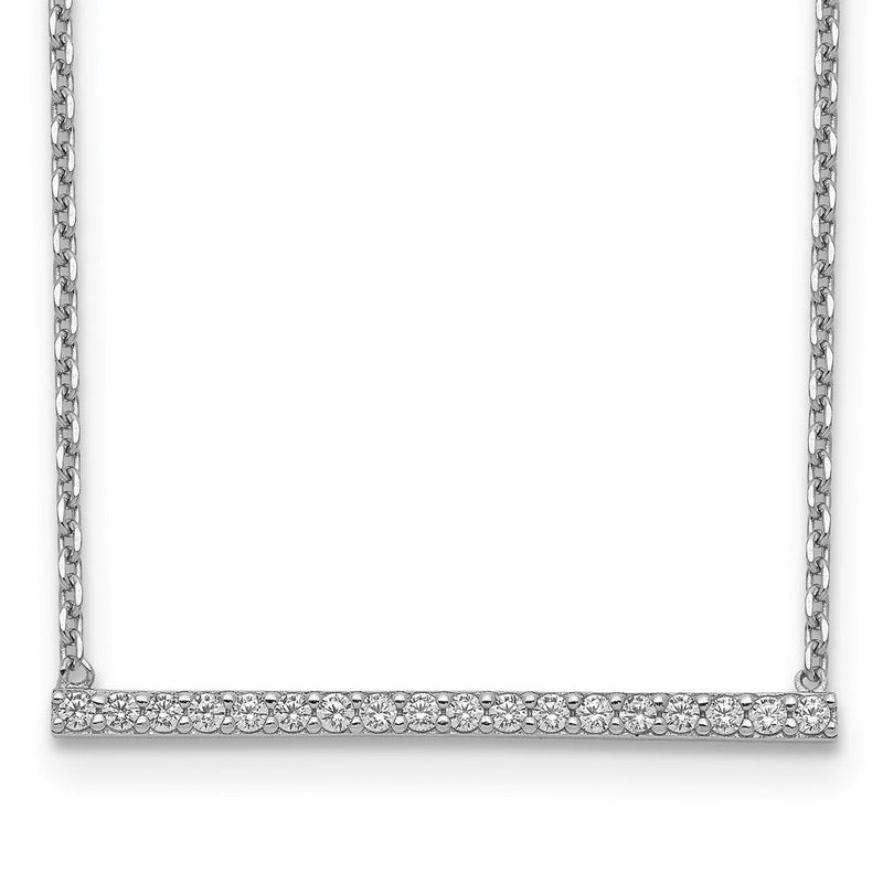 Sterlingsilber Schimmernd Rhodiniert 16.25 Zoll 19 Stein Zirkonia Stab Verstellbar To 18 Choker Halskette