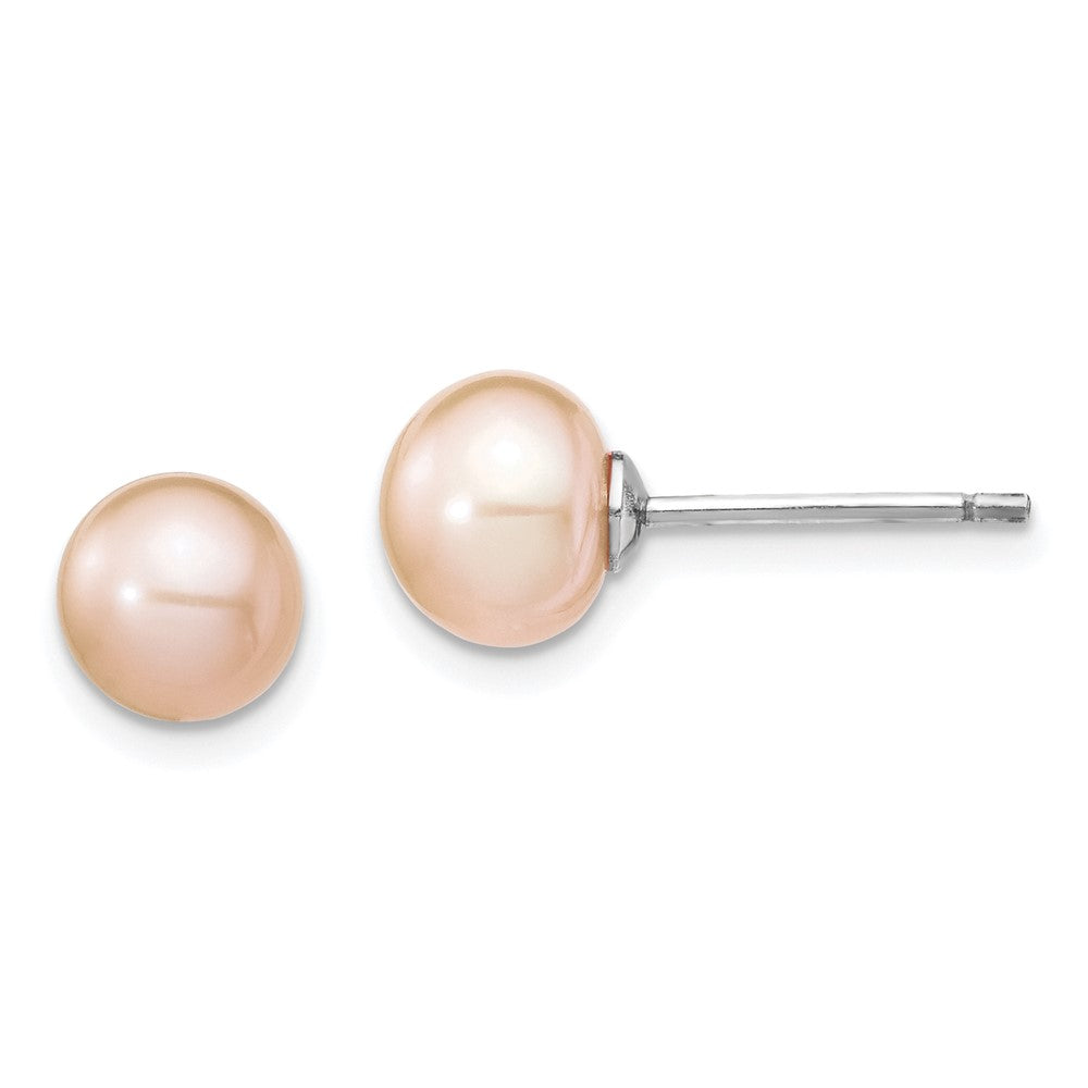 Sterlingsilber Rhodiniert Rosa Fwc Perle Halskette/earrings Set