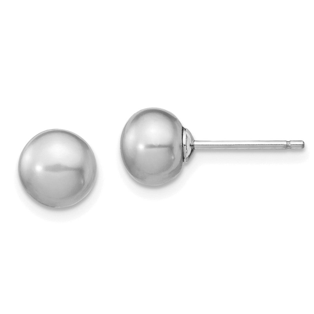 Sterlingsilber Rhodiniert Fwc Grau Perle Halskette/earrings Set