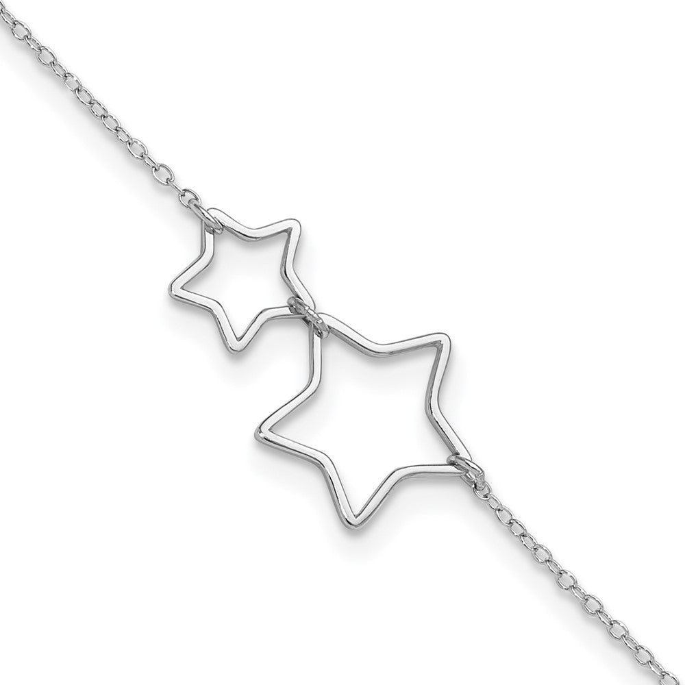 Sterlingsilber Rhodiniert Ausgeschnitten Sterne mit 2 Zoll Verlängerung. Fußkettchen