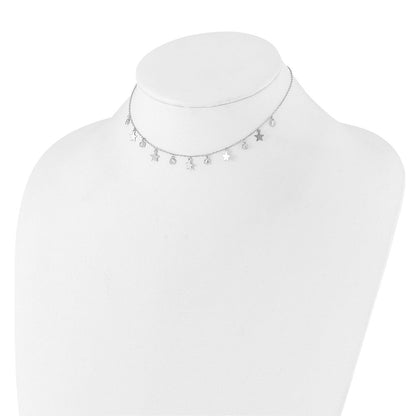Sterlingsilber Rhodiniert Zirkonia Stern mit 2 Zoll Verlängerung. Choker