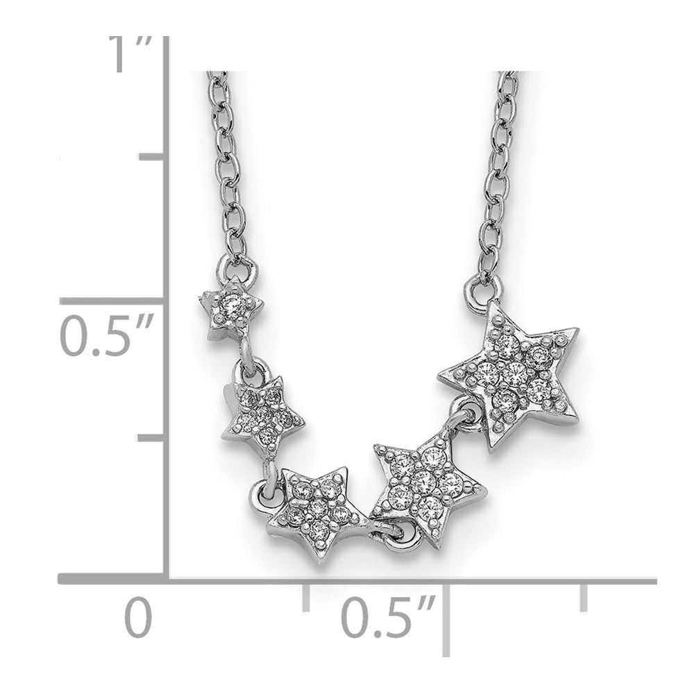 Sterlingsilber Rhodiniert Graduating Zirkonia Sterne mit 2 Zoll Verlängerung. Halskette