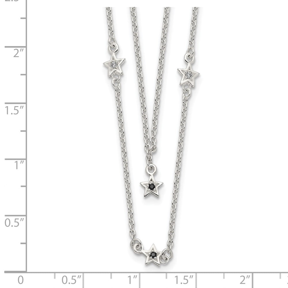 Sterlingsilber Schwarz und Weiß Zirkonia Sterne Geschichtet Halskette
