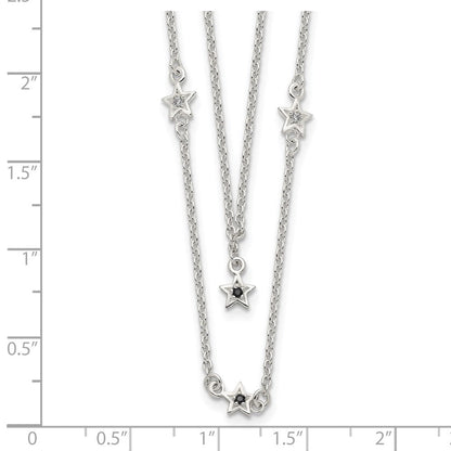 Sterlingsilber Schwarz und Weiß Zirkonia Sterne Geschichtet Halskette