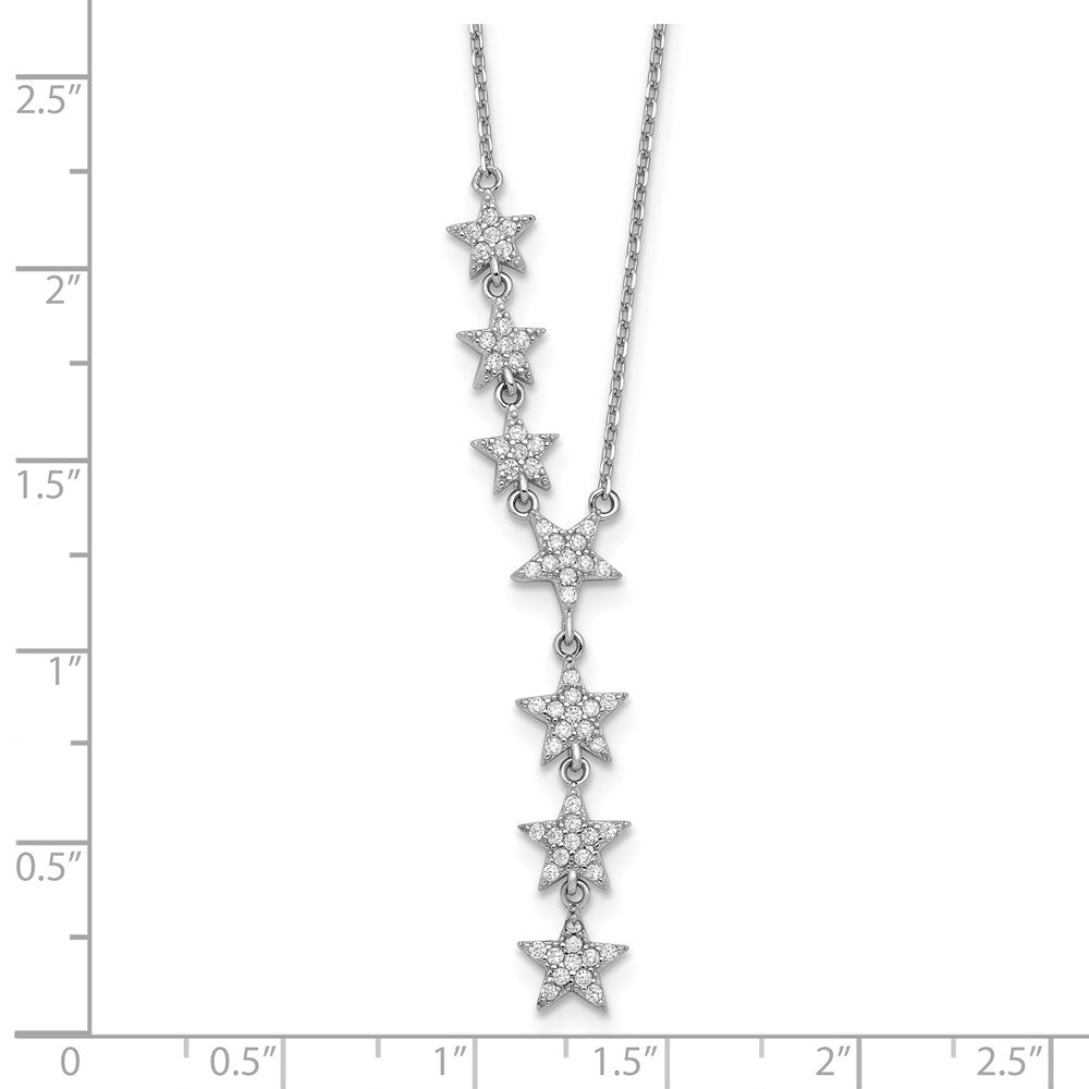 Sterlingsilber Rhodiniert Zirkonia Sterne 18 Zoll Halskette