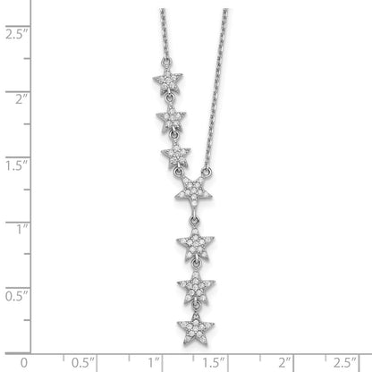 Sterlingsilber Rhodiniert Zirkonia Sterne 18 Zoll Halskette