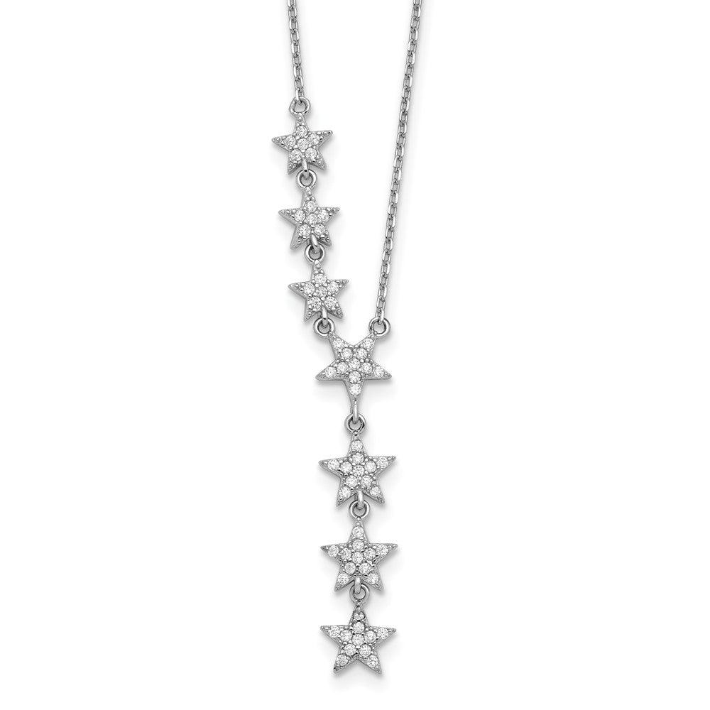 Sterlingsilber Rhodiniert Zirkonia Sterne 18 Zoll Halskette