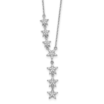 Sterlingsilber Rhodiniert Zirkonia Sterne 18 Zoll Halskette