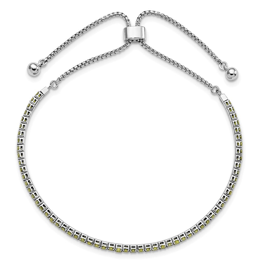 Sterlingsilber Rhodiniert August Licht Grün Zirkonia Verstellbar Armband