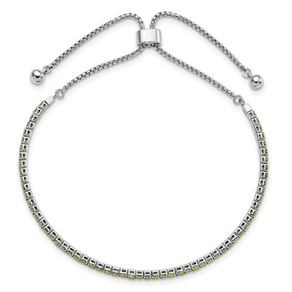 Sterlingsilber Rhodiniert August Licht Grün Zirkonia Verstellbar Armband