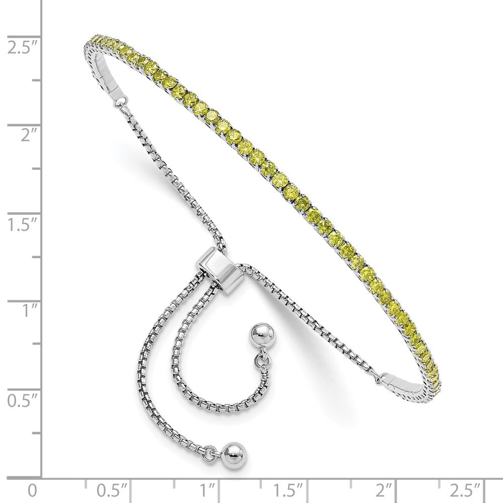 Sterlingsilber Rhodiniert August Licht Grün Zirkonia Verstellbar Armband