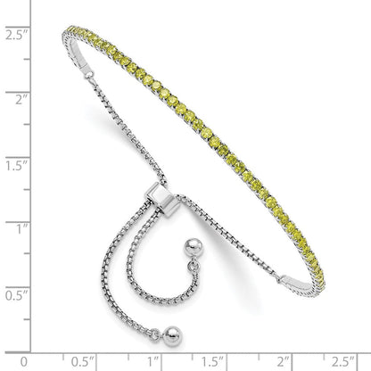 Sterlingsilber Rhodiniert August Licht Grün Zirkonia Verstellbar Armband
