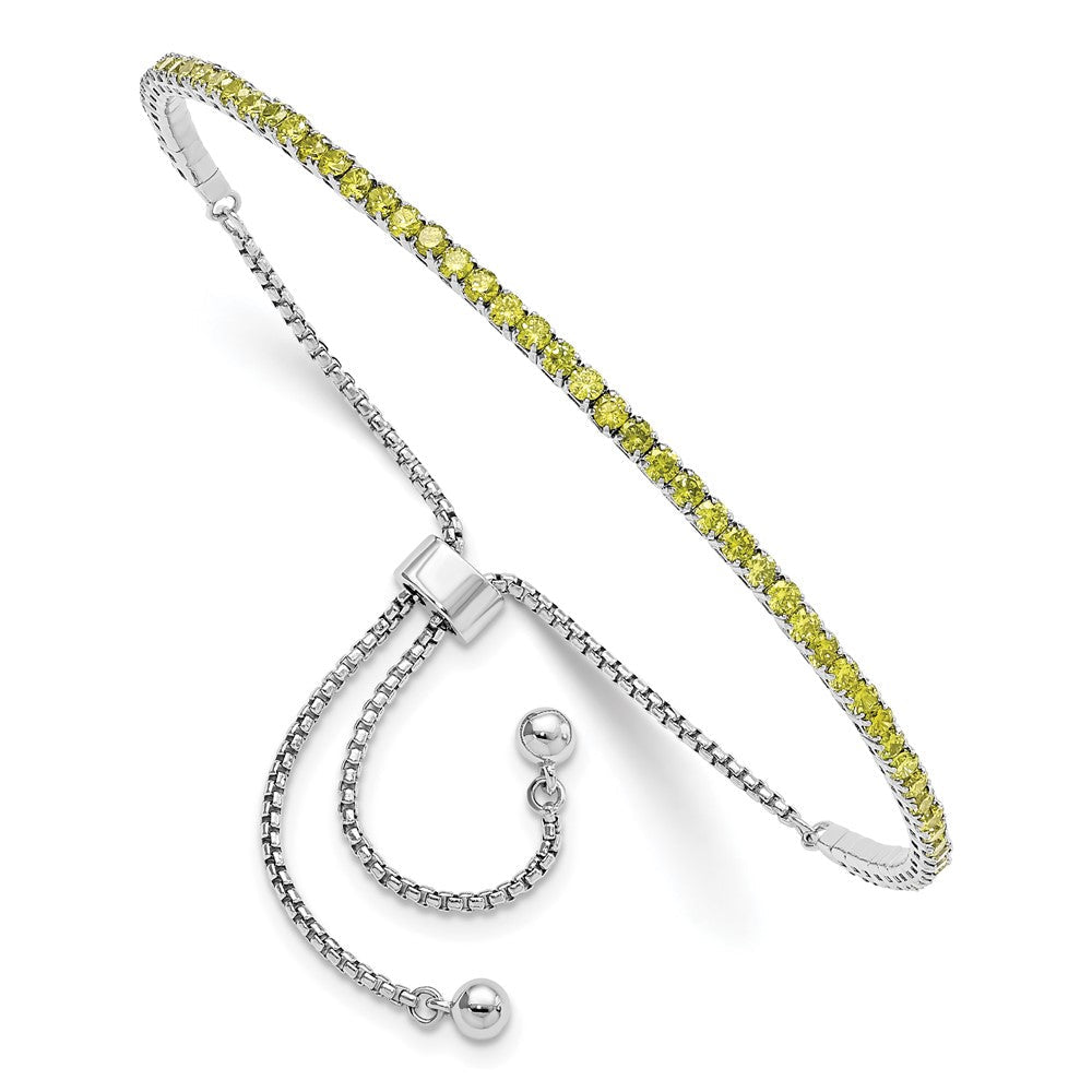 Sterlingsilber Rhodiniert August Licht Grün Zirkonia Verstellbar Armband