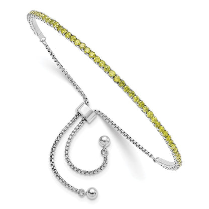 Sterlingsilber Rhodiniert August Licht Grün Zirkonia Verstellbar Armband