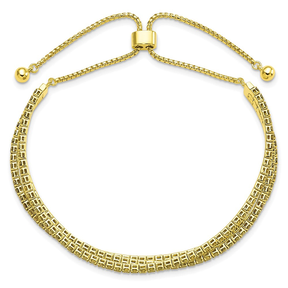 Sterlingsilber Ss Goldfarben August Licht Grün Dreifach Zirkonia Verstellbar Armband