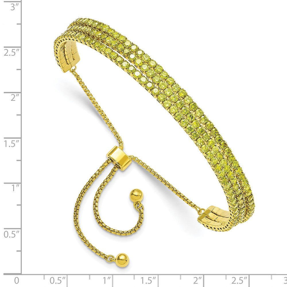 Sterlingsilber Ss Goldfarben August Licht Grün Dreifach Zirkonia Verstellbar Armband