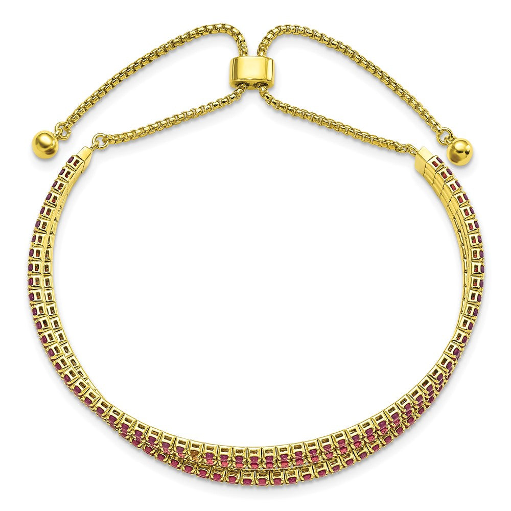 Sterlingsilber Ss Goldfarben June Iridescent Rosa Dreifach Zirkonia Verstellbar Armband