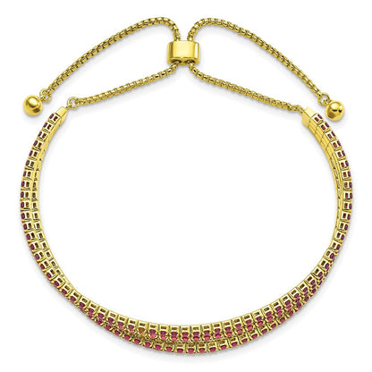 Sterlingsilber Ss Goldfarben June Iridescent Rosa Dreifach Zirkonia Verstellbar Armband