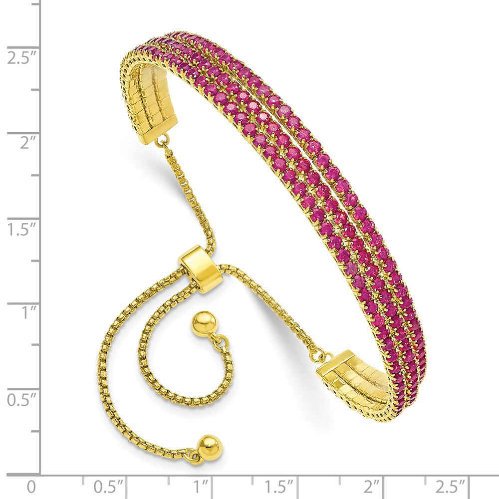 Sterlingsilber Ss Goldfarben June Iridescent Rosa Dreifach Zirkonia Verstellbar Armband