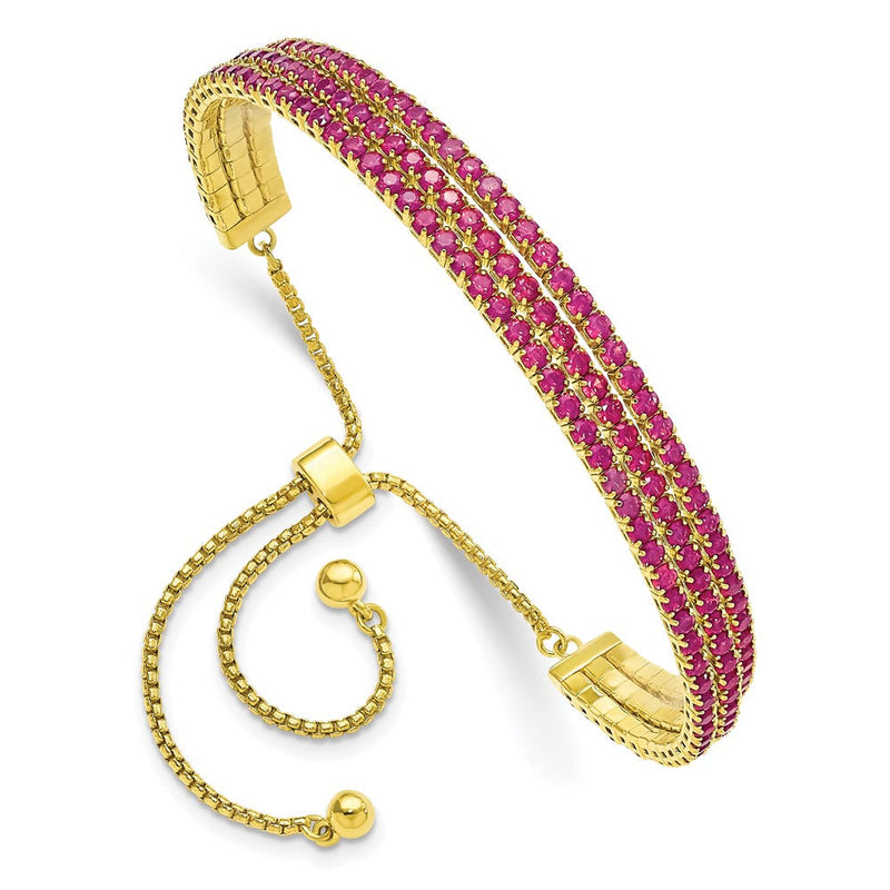 Sterlingsilber Ss Goldfarben June Iridescent Rosa Dreifach Zirkonia Verstellbar Armband