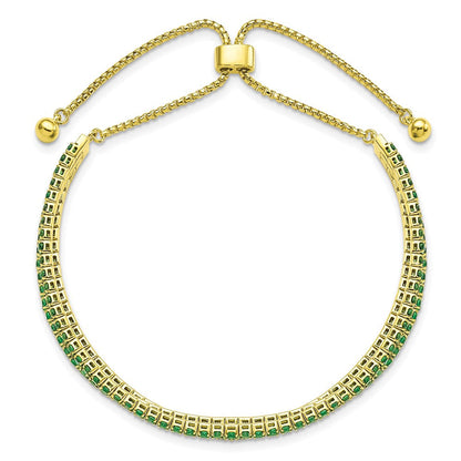 Sterlingsilber Ss Goldfarben May Grün Dreifach Zirkonia Verstellbar Armband