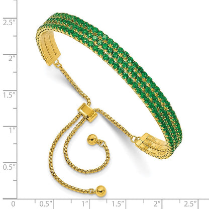 Sterlingsilber Ss Goldfarben May Grün Dreifach Zirkonia Verstellbar Armband
