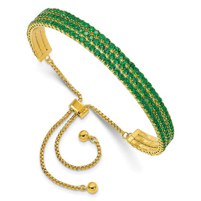 Sterlingsilber Ss Goldfarben May Grün Dreifach Zirkonia Verstellbar Armband