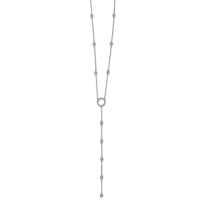 Sterlingsilber Schimmernd Rhodiniert 16 Zoll 32 Stein Zirkonia Y-drop Halskette mit 2 Verlängerung