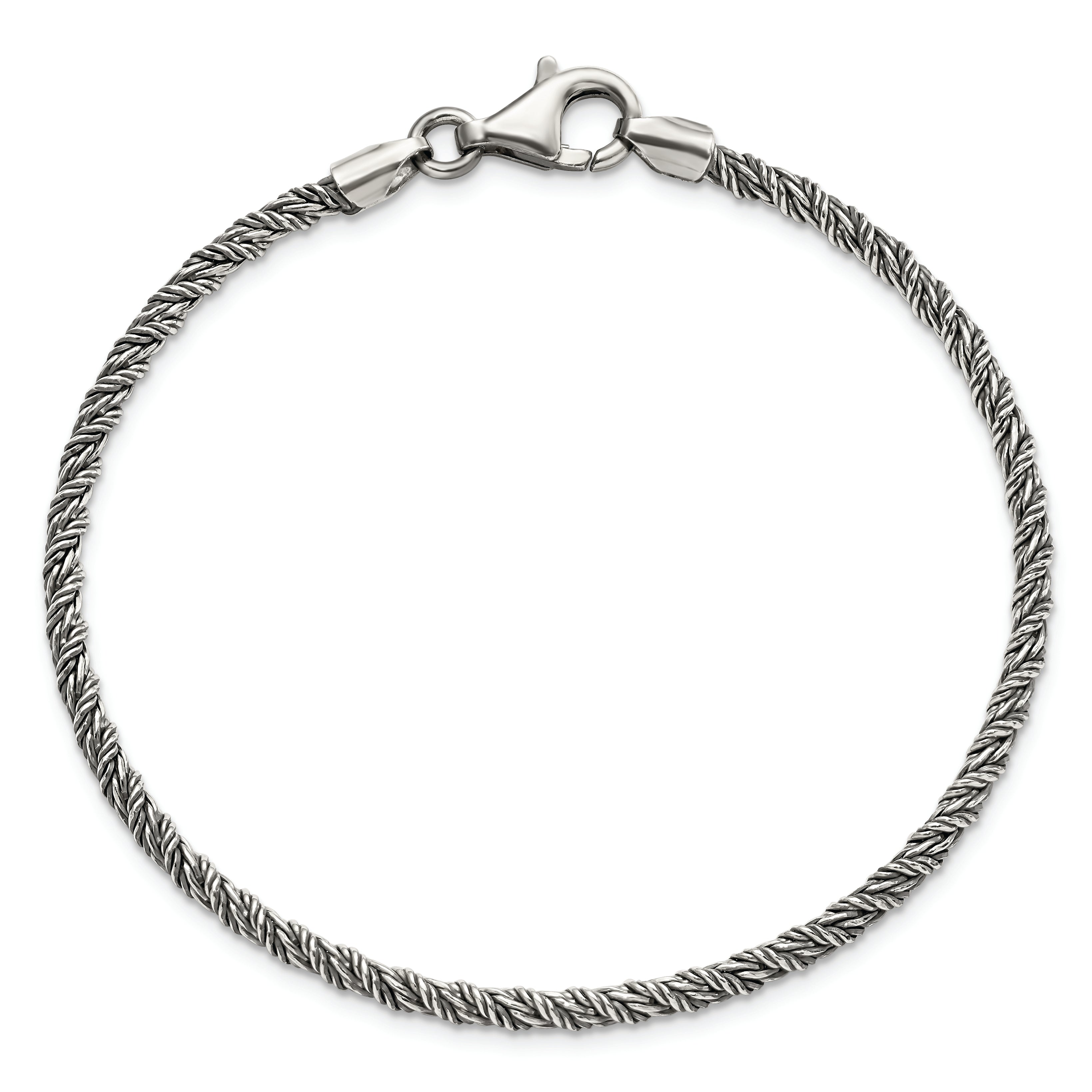 Sterlingsilber Antikisiert Poliert Kordel Gliederarmband