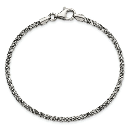 Sterlingsilber Antikisiert Poliert Kordel Gliederarmband