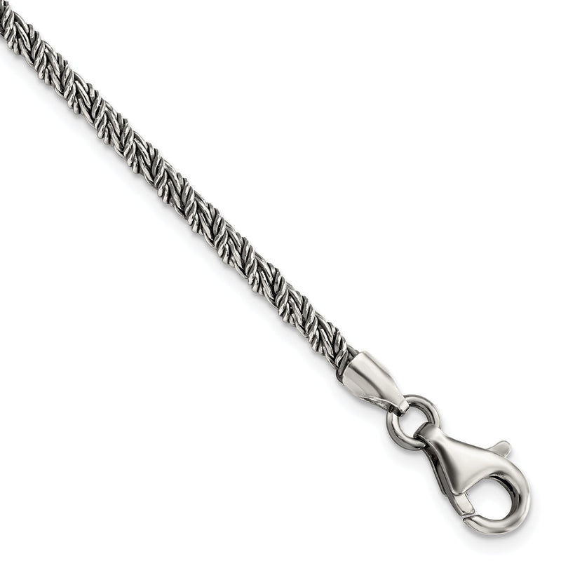 Sterlingsilber Antikisiert Poliert Kordel Gliederarmband