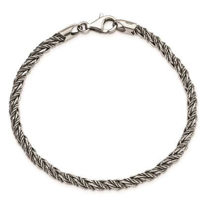 8.5 Zoll Sterlingsilber Antikisiert Poliert Kordel Armband
