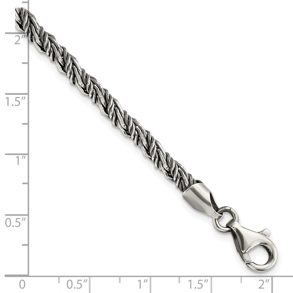 8.5 Zoll Sterlingsilber Antikisiert Poliert Kordel Armband